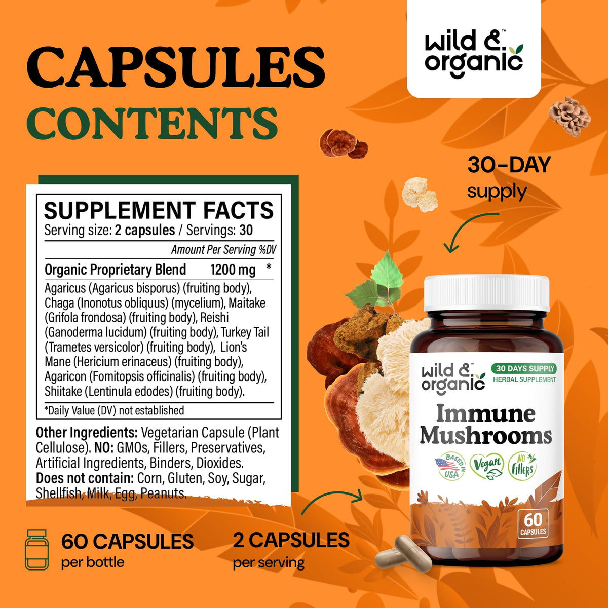 Vue arrière du flacon Wild & Organic avec les ingrédients