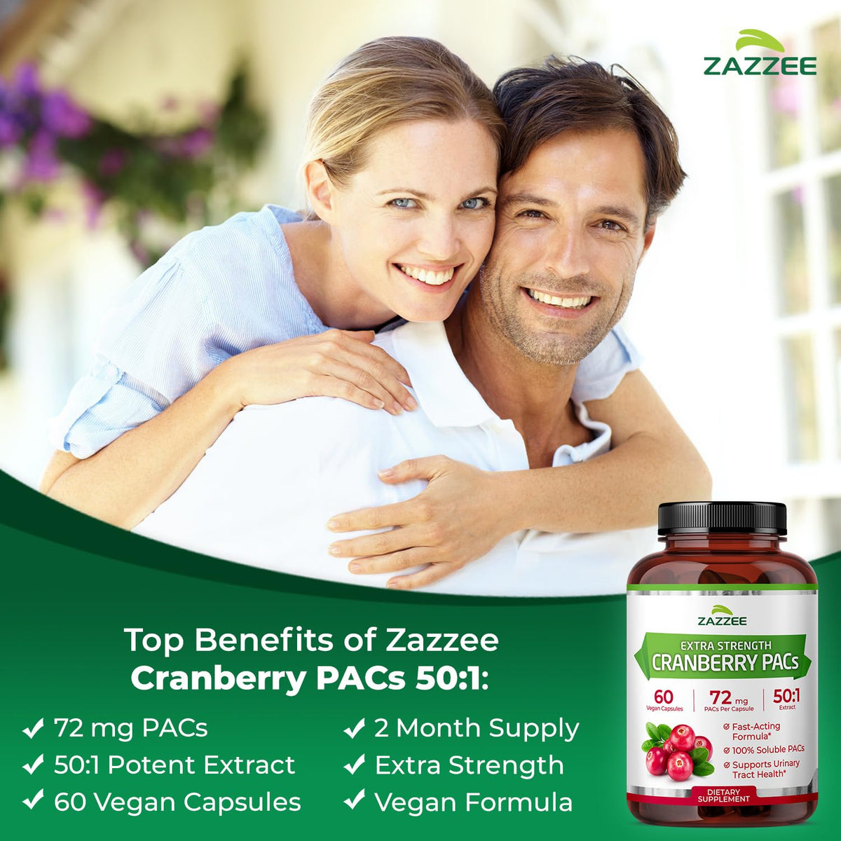 Vue arrière du flacon Zazzee avec informations nutritionnelles