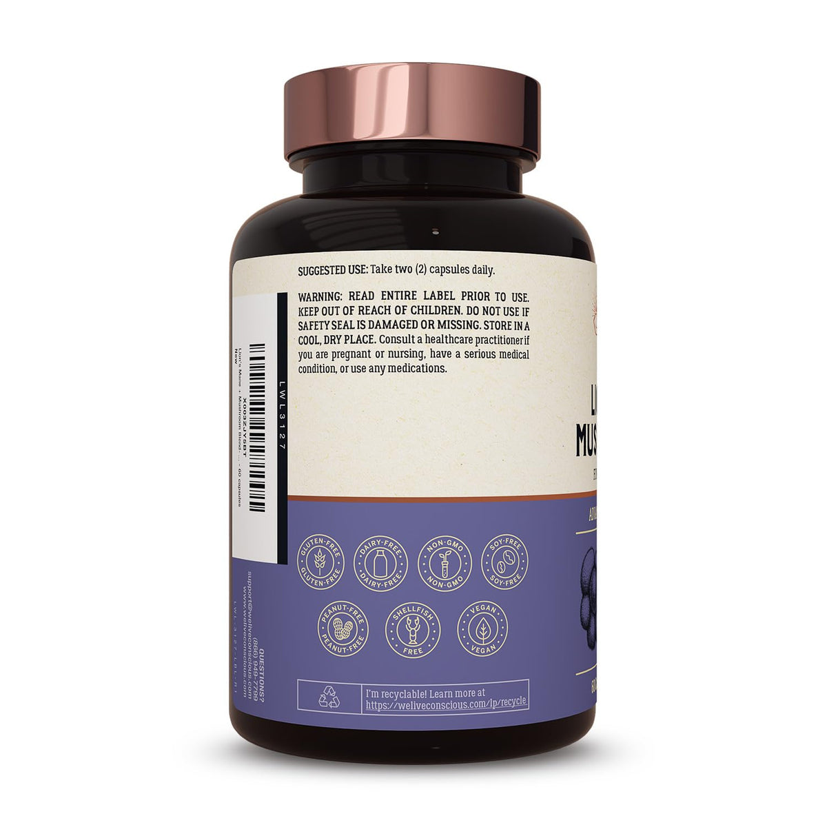 Vue arrière du pack de capsules Live Conscious