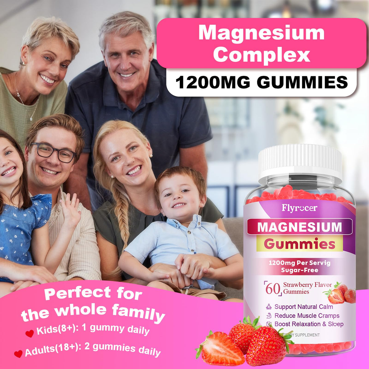 Vue arrière du paquet de gummies au magnésium Flyrocer