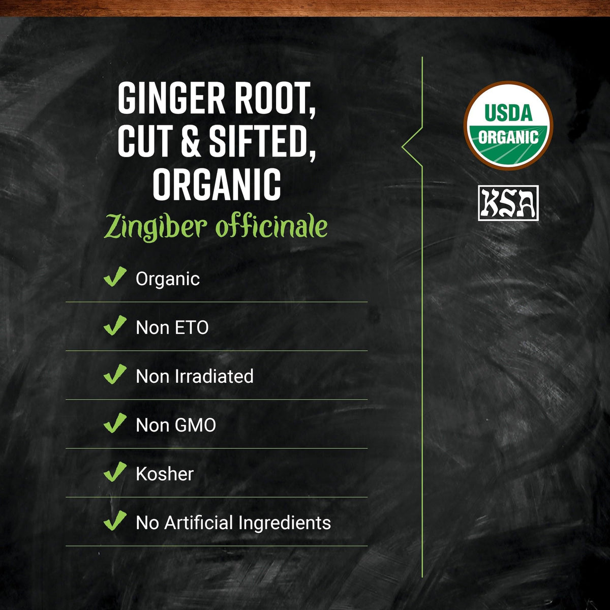 Vue arrière du paquet de racine de gingembre bio Frontier Co-op