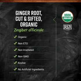 Vue arrière du paquet de racine de gingembre bio Frontier Co-op