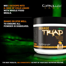 Vue arrière du pot CONTROLLED LABS Orange Triad + Greens
