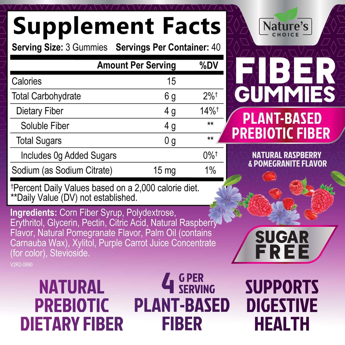 Vue arrière du pot de Gummies de Fibre Nature's Choice