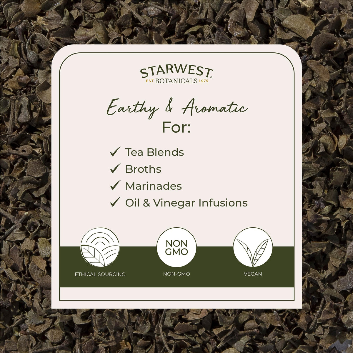Vue arrière du sac de 472g de feuilles de chaparral Starwest Botanicals