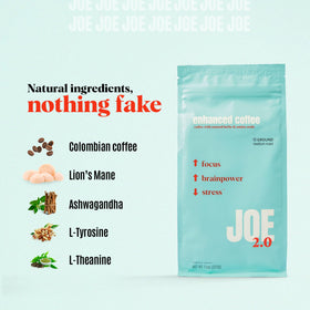 Vue arrière du sachet de Café Joe 2.0 avec informations nutritionnelles