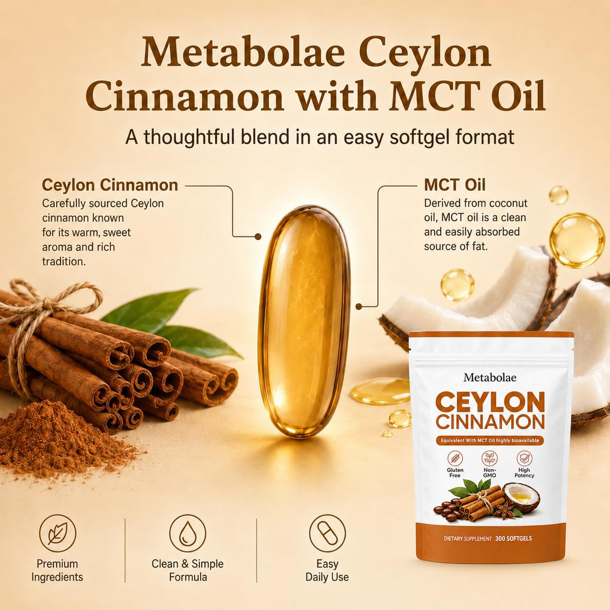 Vue arrière du sachet de gélules de cannelle de Ceylan Belano
