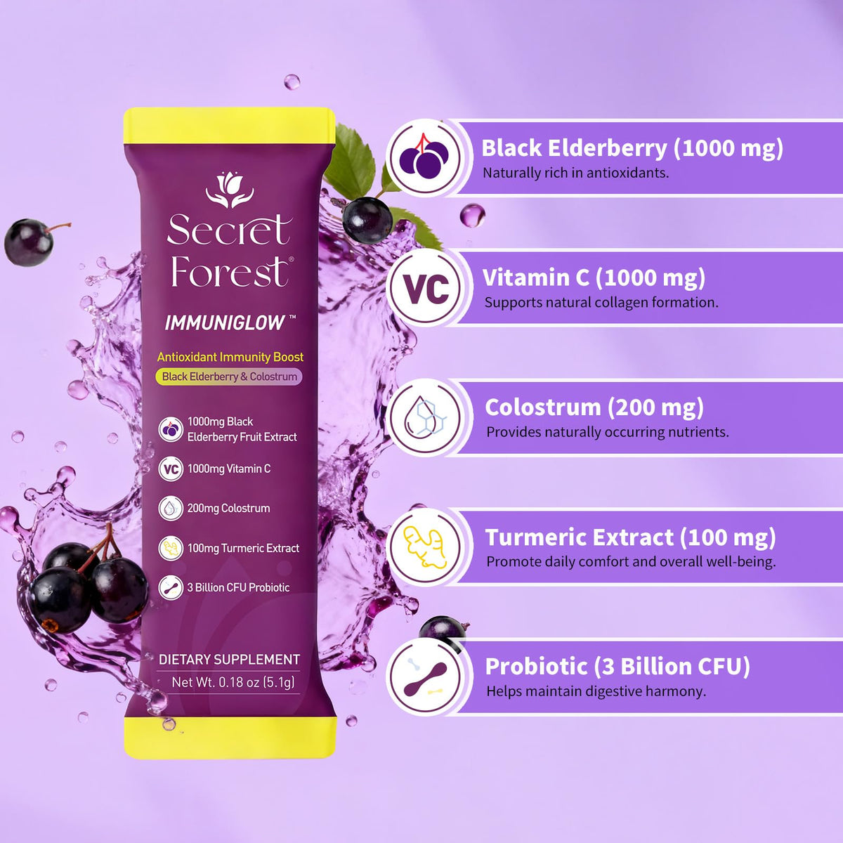 Vue arrière du sachet de mélange de boisson Secret Forest daily wellness