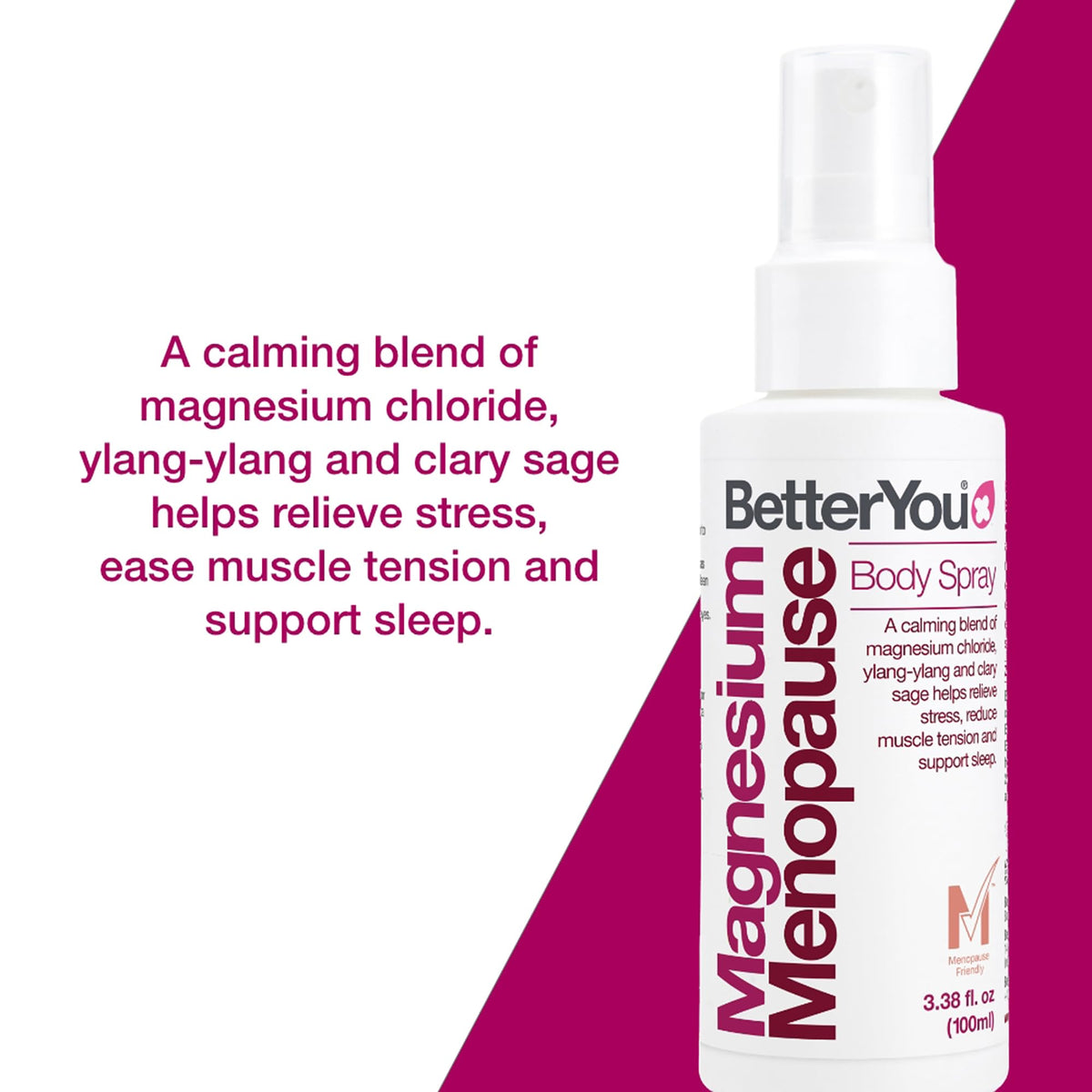 Vue arrière du spray corporel BetterYou Ménopause 100 ml