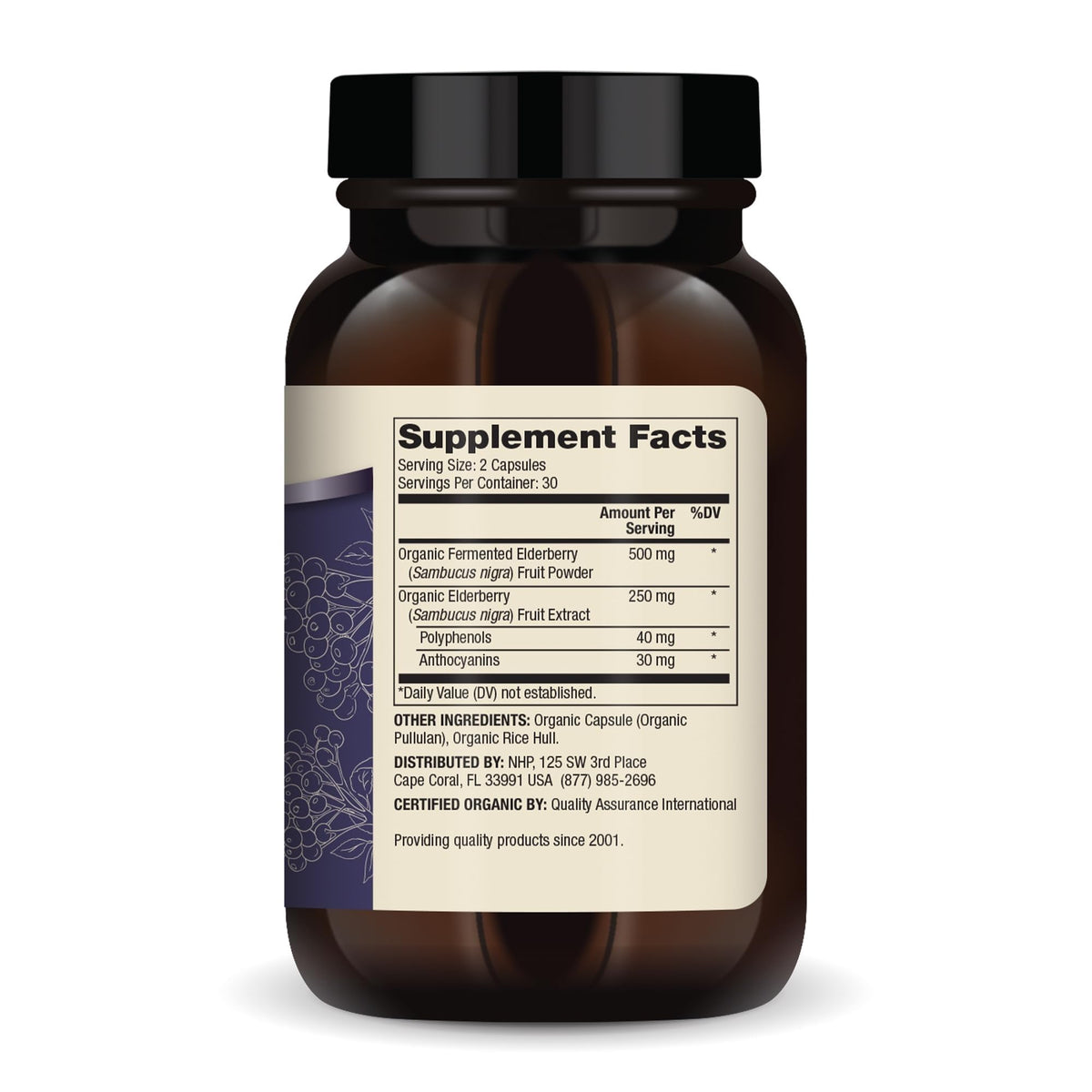 Vue avant des capsules de baies de sureau fermentées Dr. Mercola