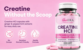Vue avant des capsules de créatine HCl Her ERA sur fond blanc