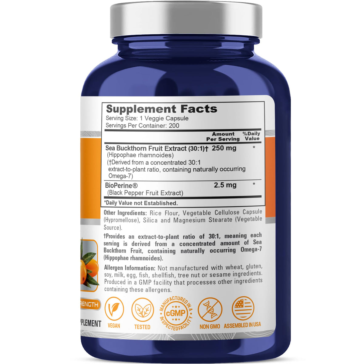 Vue avant des capsules NusaPure Omega-7, couleur orange