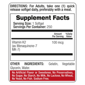 Vue avant du flacon de FITO MEDIC'S Vitamin K2 MK-7