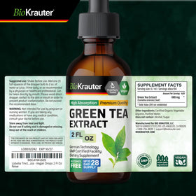 Vue d'ensemble de 141g d'extrait de thé vert BIO KRAUTER sur une surface claire