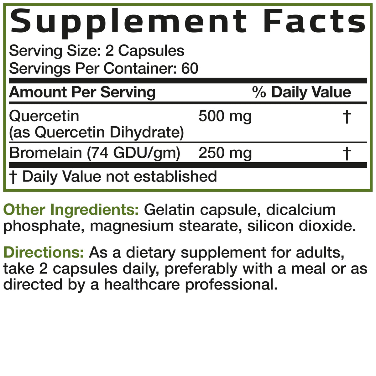 Vue d'ensemble de Bronson Quercétine et Bromélaïne 120 capsules