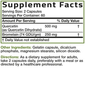 Vue d'ensemble de Bronson Quercétine et Bromélaïne 120 capsules