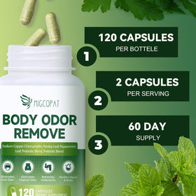 Vue d'ensemble des capsules de chlorophylle Migcopat sur une table