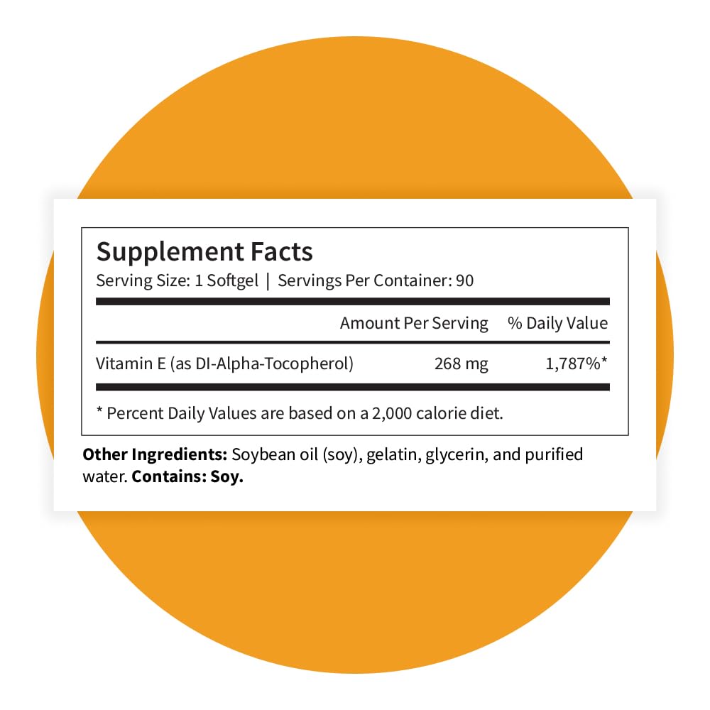 Vue d'ensemble des gélules molles de Vitamine E Pattern Wellness