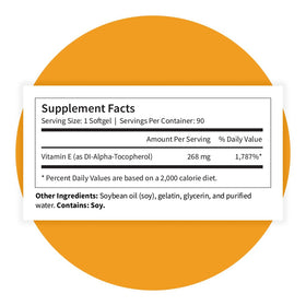 Vue d'ensemble des gélules molles de Vitamine E Pattern Wellness
