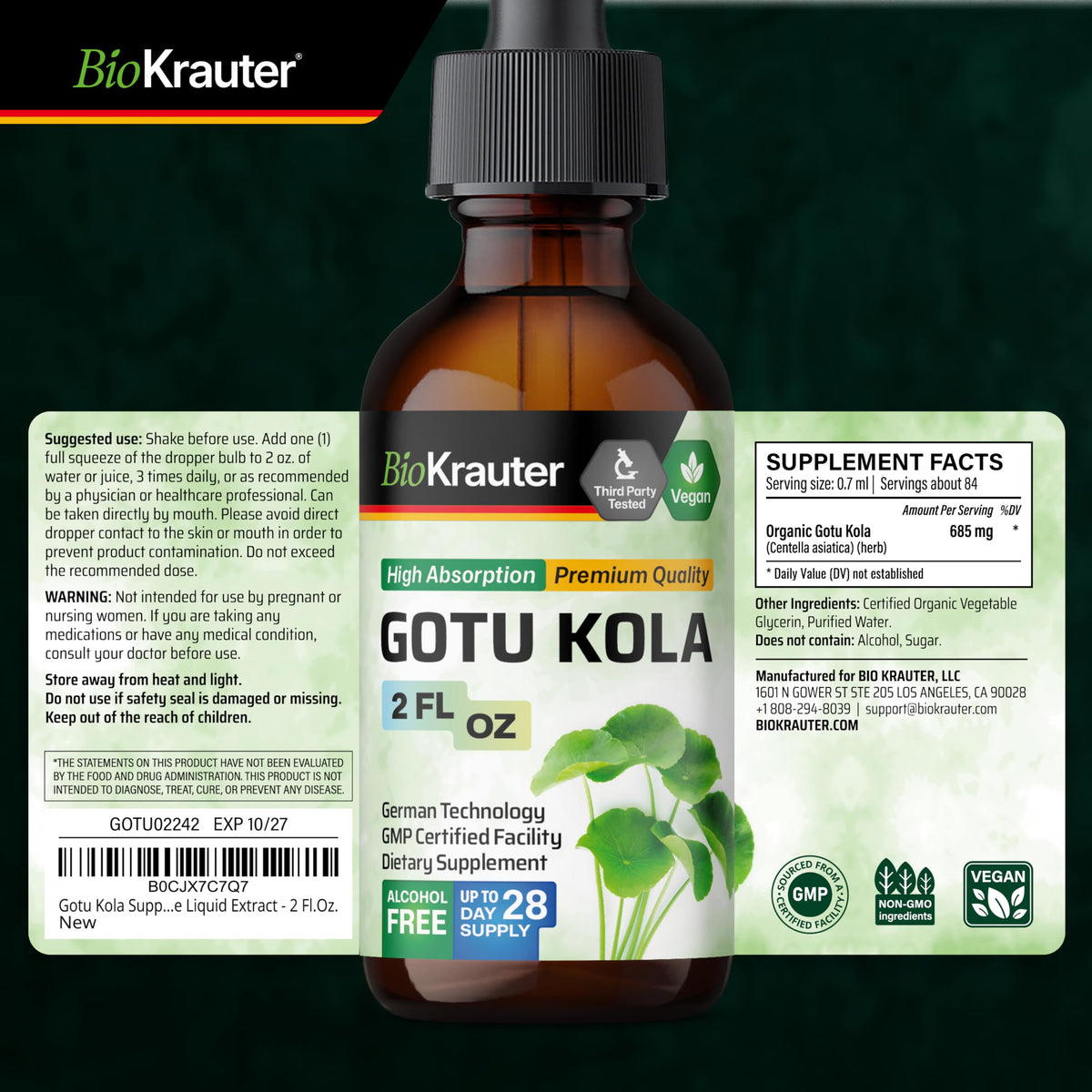 Vue d'ensemble des produits BIO KRAUTER avec la teinture Centella Asiatica