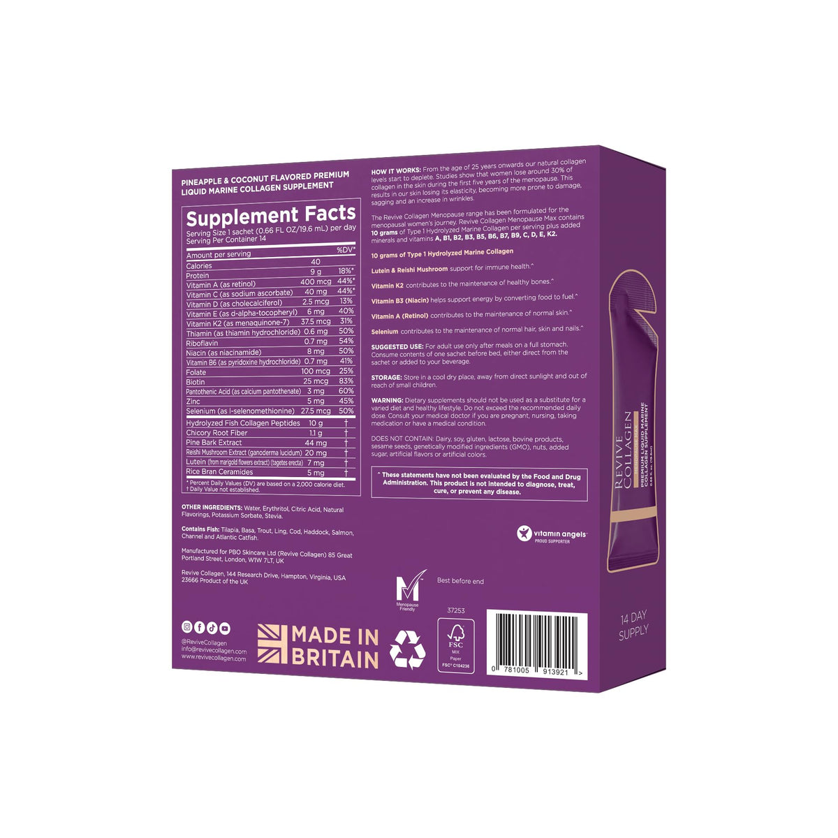 Vue d'ensemble des sachets de Revive Collagen dans leur emballage