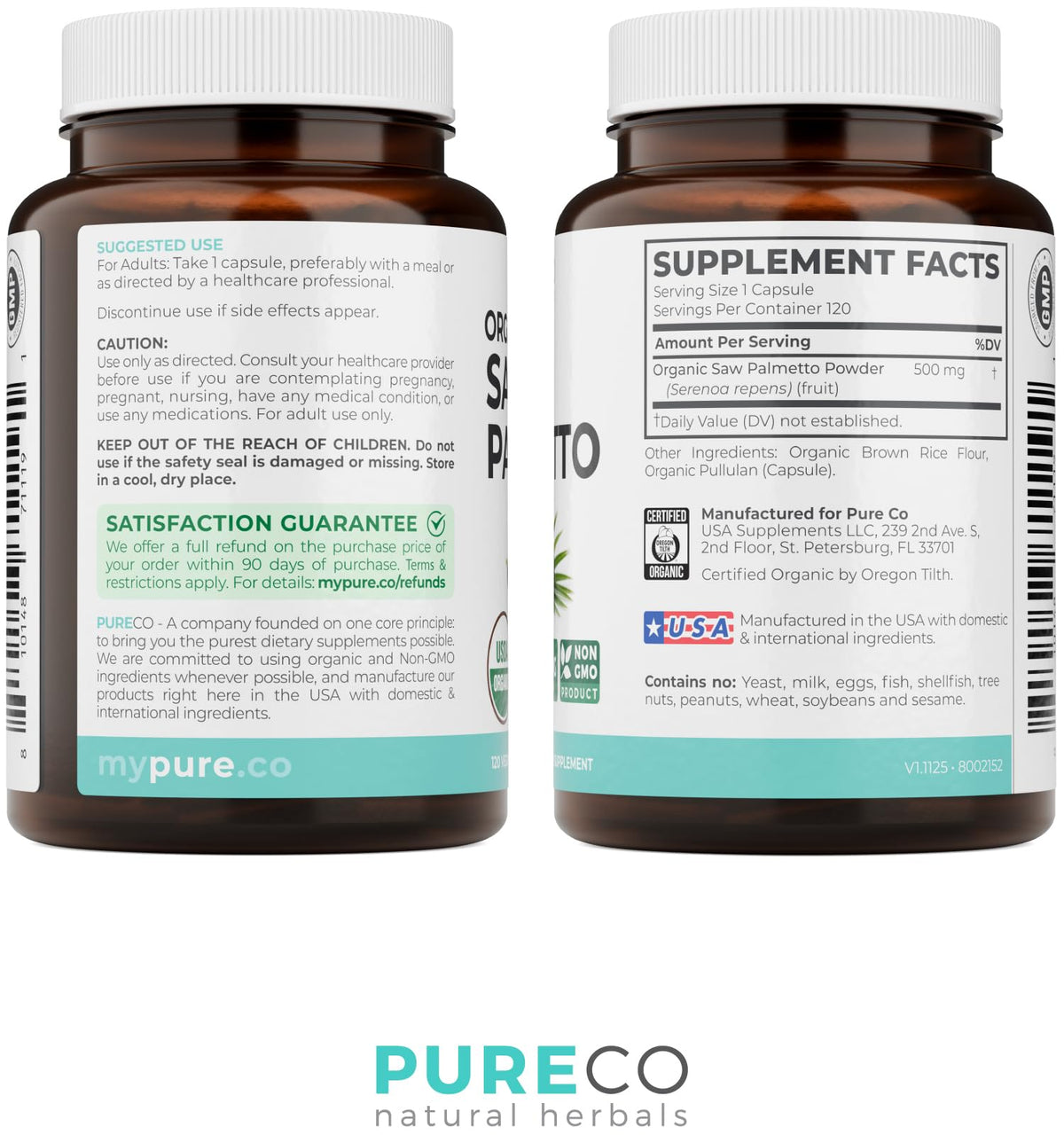 Vue d'ensemble du complément Saw Palmetto Bio de PURE CO