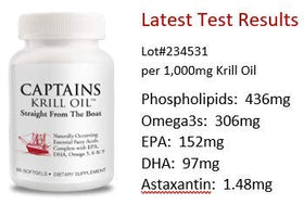 Vue d'ensemble du flacon Captains Krill Oil 1000mg et son emballage