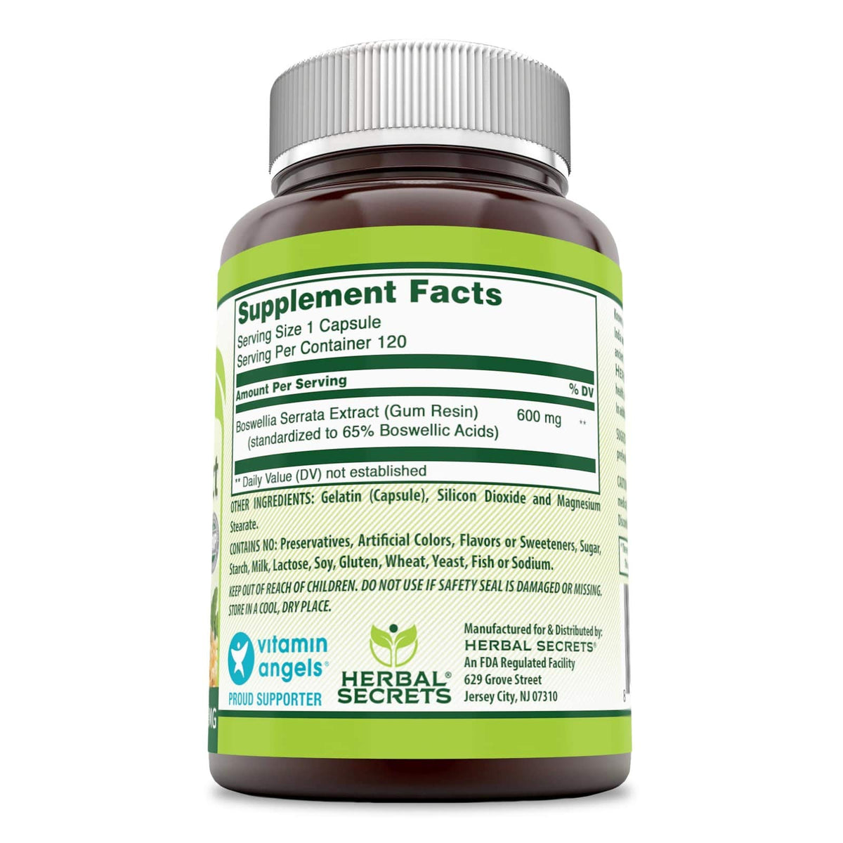 Vue d'ensemble du flacon d'extrait de Boswellia Serrata Herbal Secrets