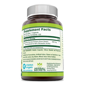 Vue d'ensemble du flacon d'extrait de Boswellia Serrata Herbal Secrets