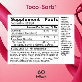 Vue de côté de Jarrow Formulas Toco-Sorb 60 gélules
