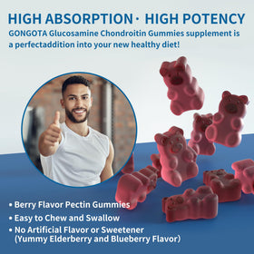Vue de côté de l'emballage des gummies Glucosamine Chondroitin Natures Aid