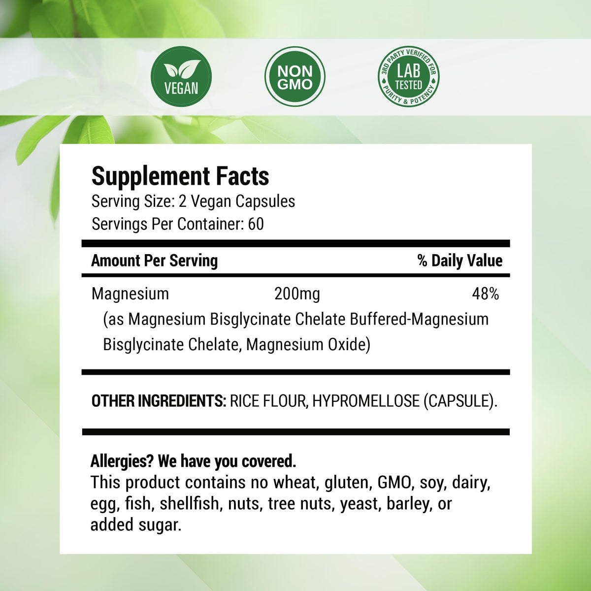 Vue de côté de l'emballage du Magnésium Glycinate de Nested Naturals