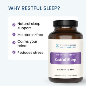 Vue de côté de la boîte de capsules de sommeil The Wellness Company
