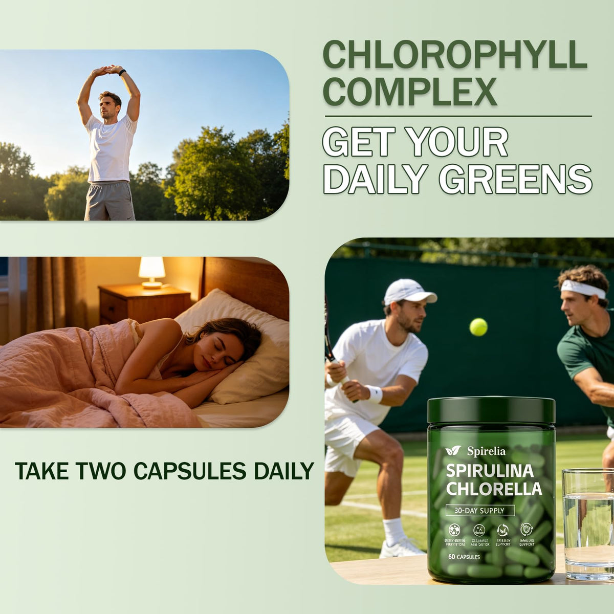 Vue de côté de la boîte de capsules de Spiruline et Chlorelle Enerra