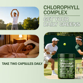 Vue de côté de la boîte de capsules de Spiruline et Chlorelle Enerra