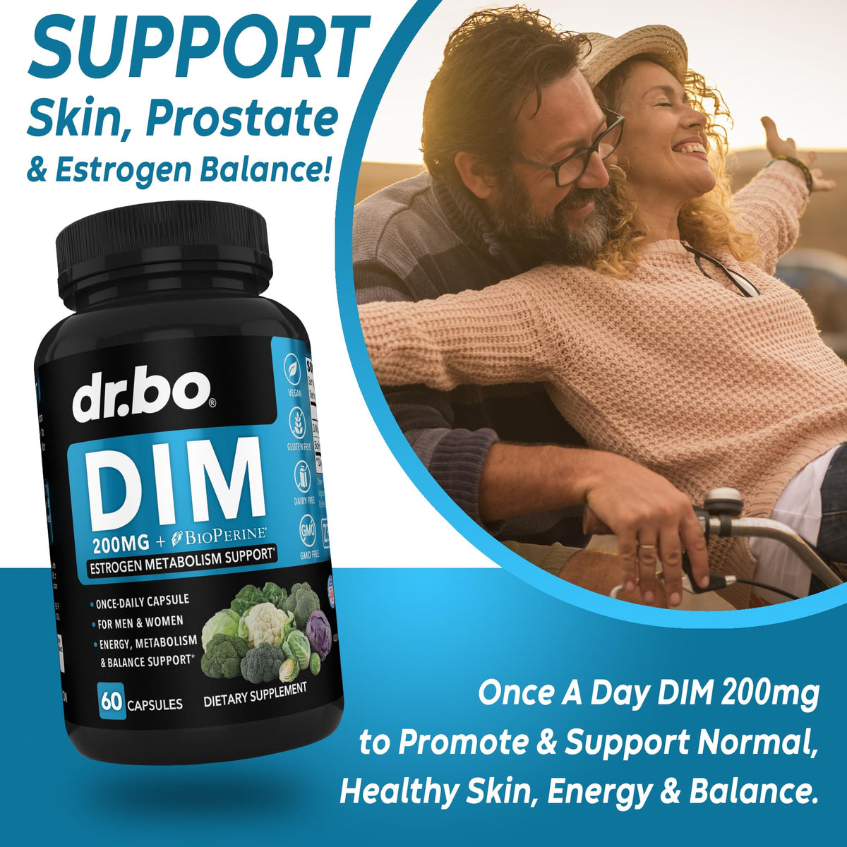 Vue de côté de la boîte de DR. BO Complément DIM 200mg