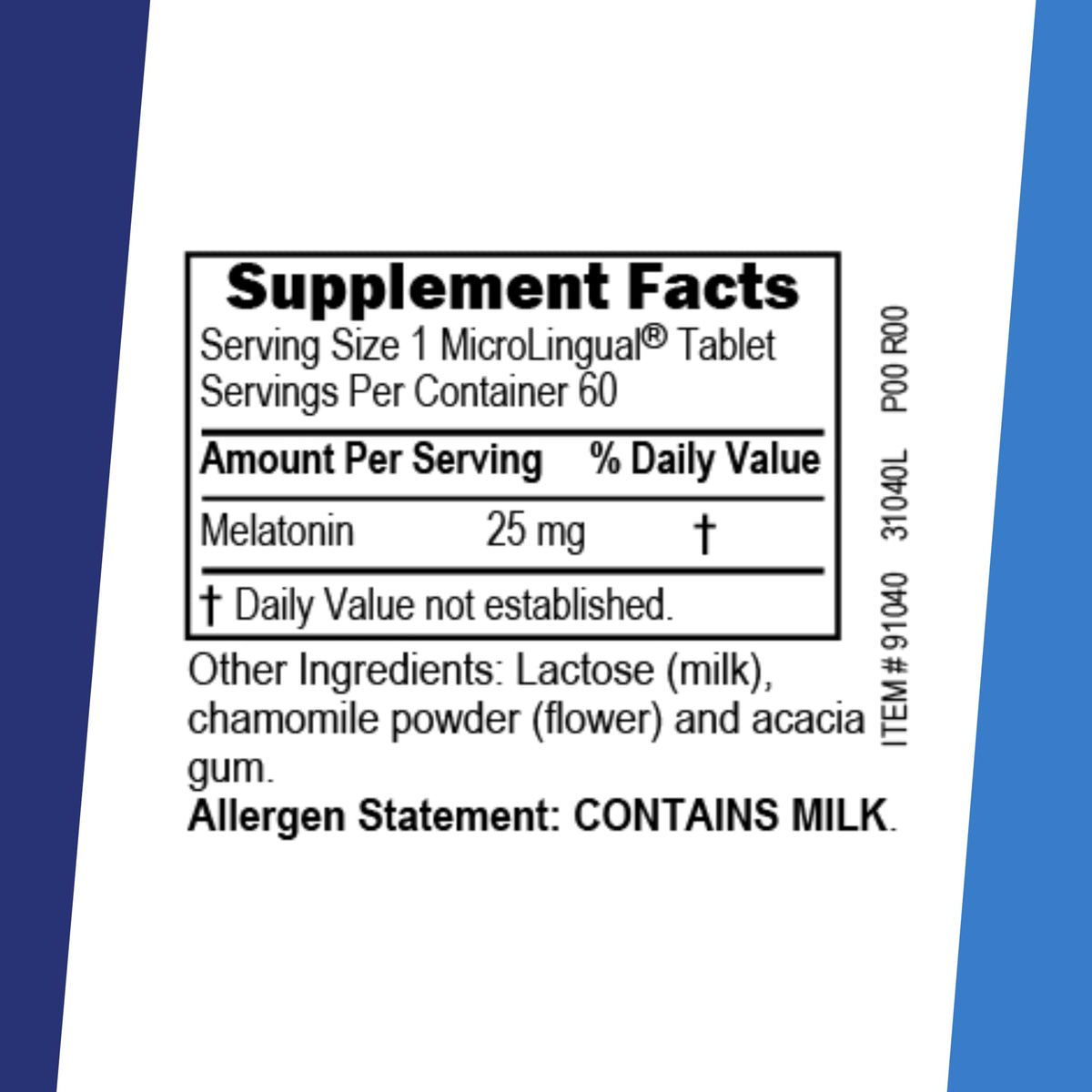 Vue de côté de la boîte de mélatonine extra forte 25 mg