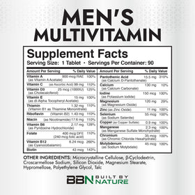 Vue de côté de la boîte de Multivitamin pour Hommes Built by Nature