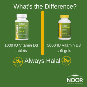 Vue de côté de la boîte de Noor Vitamins Vitamine D3 1000 IU