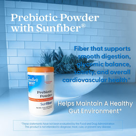 Vue de côté de la boîte de poudre prébiotique Sunfiber