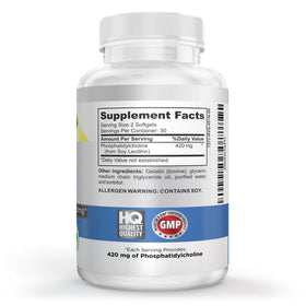 Vue de côté de la boîte de Vitalité Now! Choline Phosphatidyl 420mg