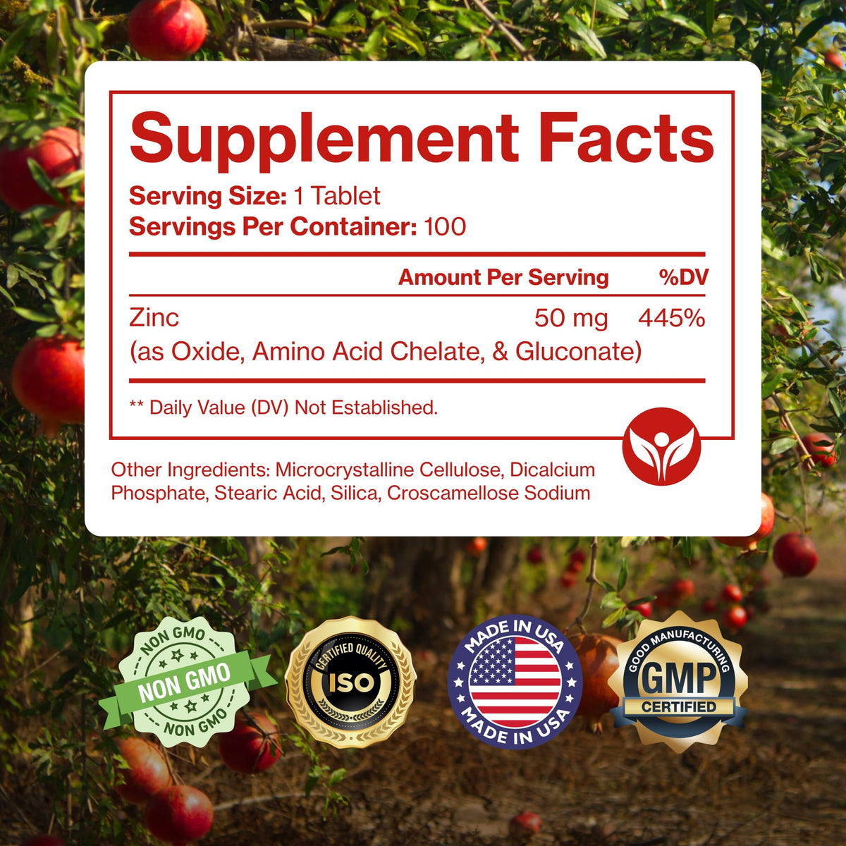 Vue de côté de la boîte de Zinc 50mg Pure Micronutrients