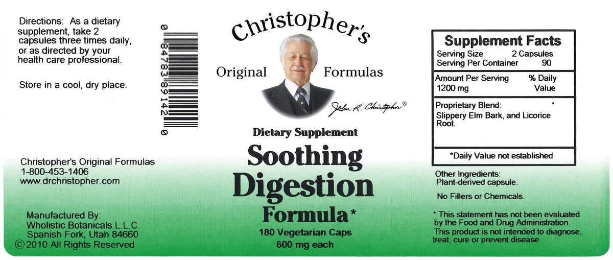 Vue de côté de la bouteille de capsules Soothing daily de Christopher's