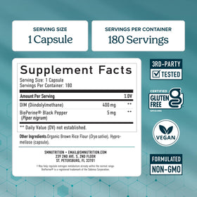 Vue de côté de la bouteille de DIM 400mg