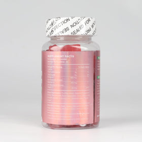 Vue de côté de la bouteille de gummies ACEYO avec étiquette visible