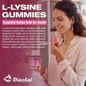 Vue de côté de la bouteille de gummies L-Lysine DIAOLAI
