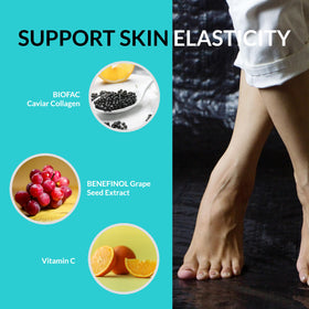 Vue de côté de la bouteille de UpNourish Complément Cellulite et Veines