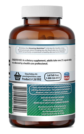 Vue de côté de la bouteille NAC 600mg Amazing Nutrition