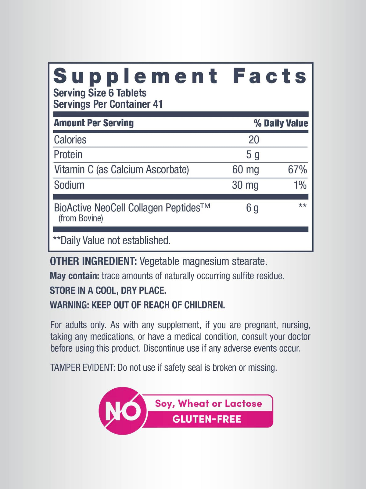 Vue de côté de la bouteille NeoCell Collagen Peptides