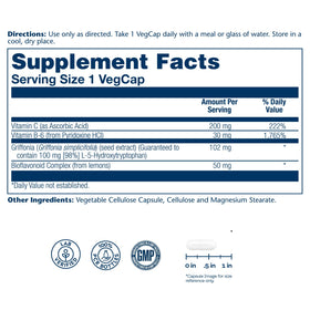Vue de côté de la bouteille SOLARAY 5-HTP 100mg